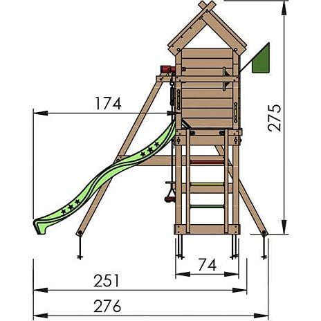 Jungle Gym Resort legetårn komplet inkl. gyngemodul og blå rutsjebane
