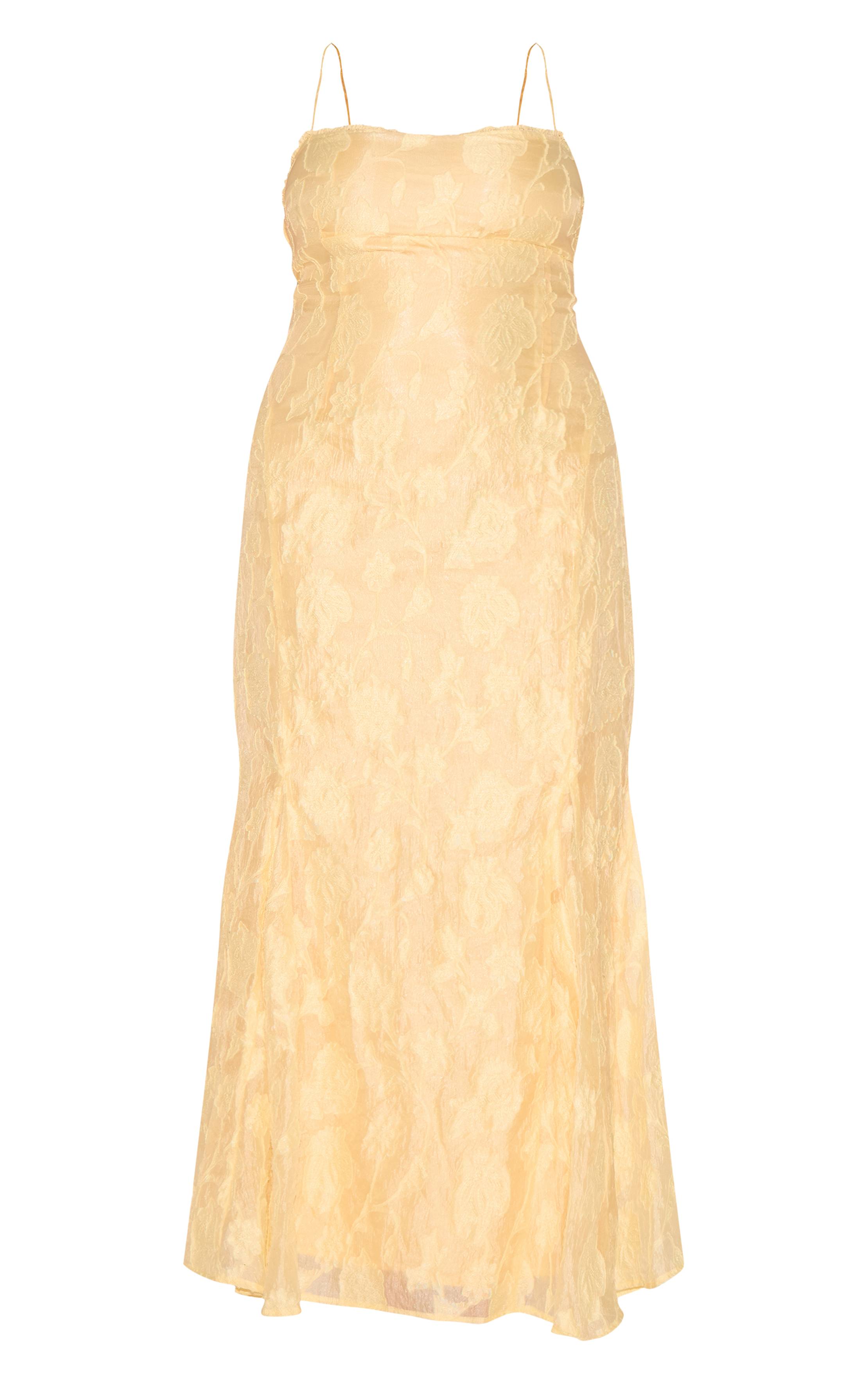 Citron Robe Maxi Grande Taille Texturée Avec Laçage Au Dos