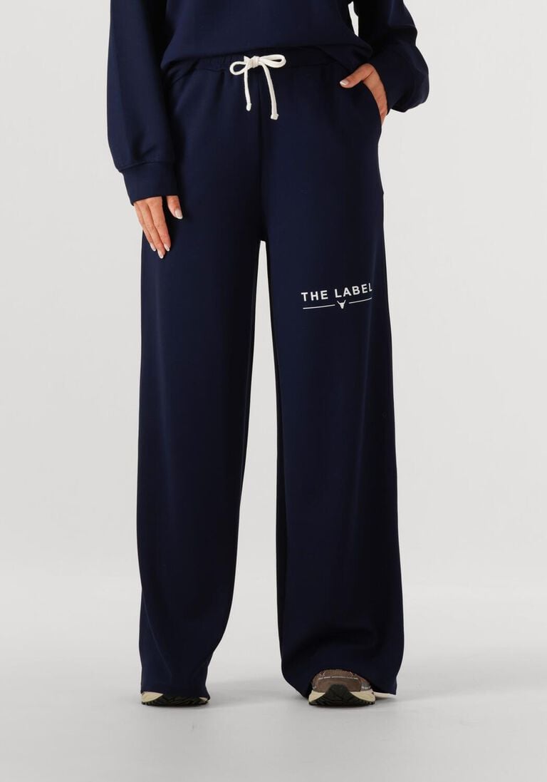 donkerblauwe alix the label wijde broek ladies knitted wide leg scuba pants