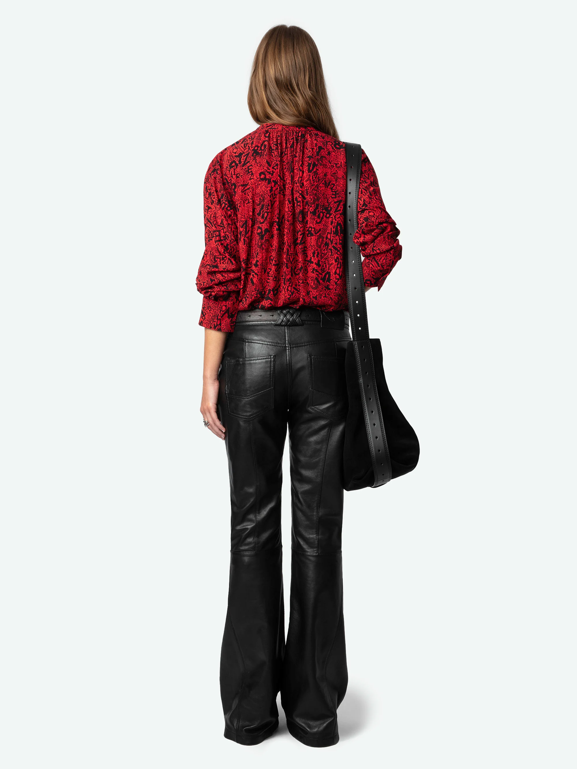 TINK - Blouse col V droite imprimée | Rouge
