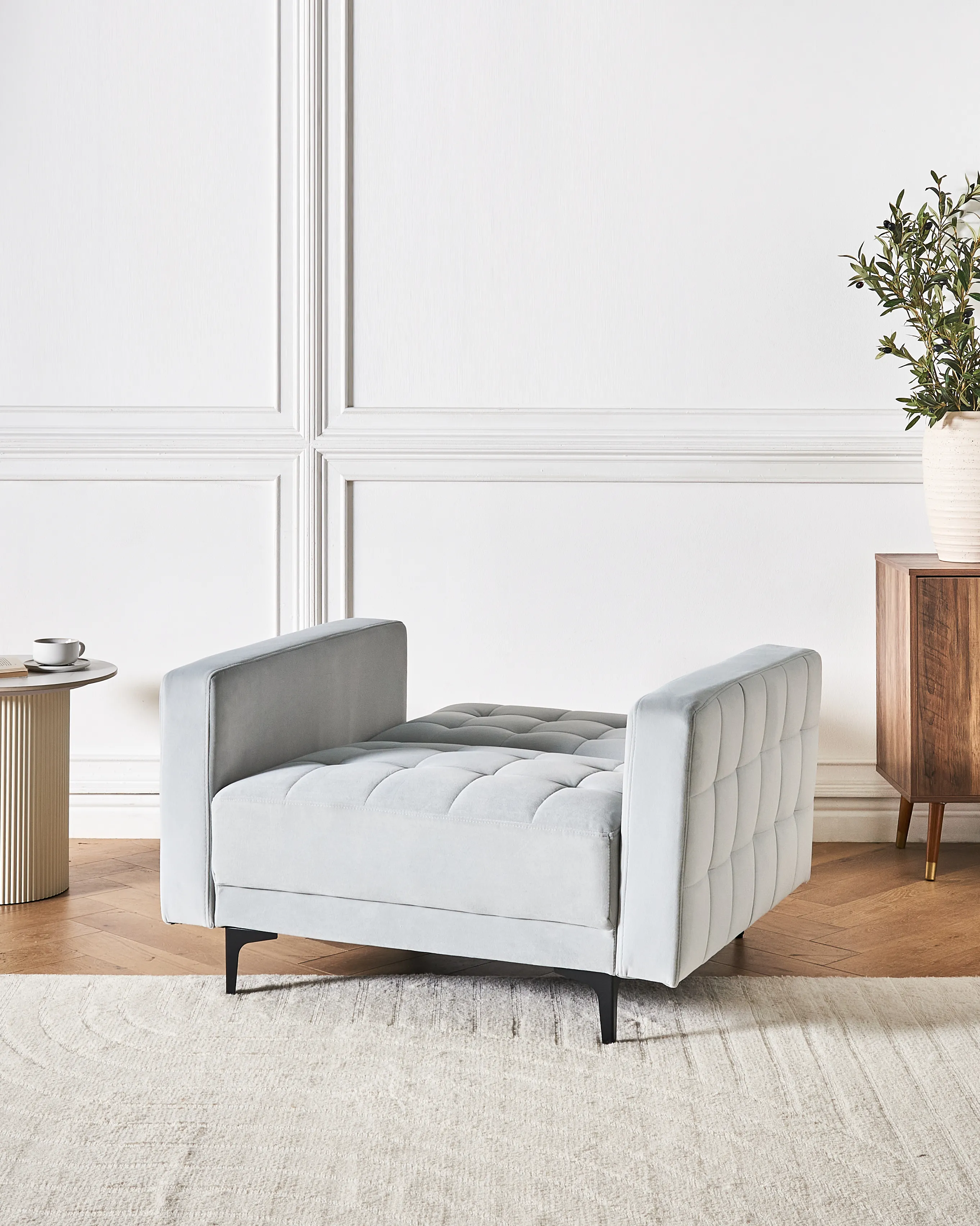 Fauteuil ABERDEEN Fluweel Lichtgrijs