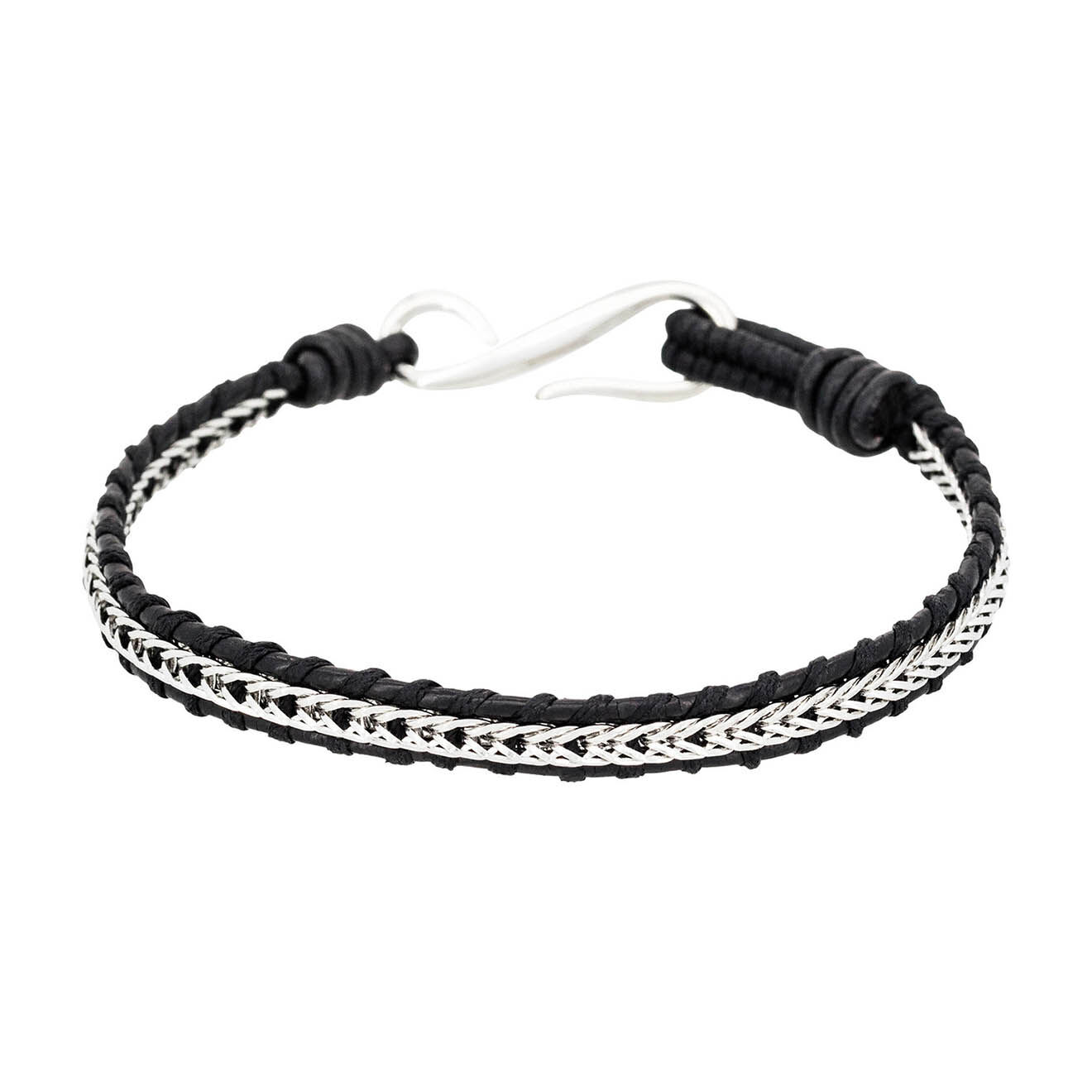 Jacobson Bracelet Gentlemen en Acier & Cuir noir