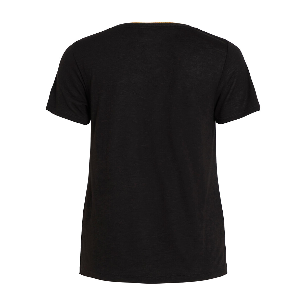 VILA<br>Camiseta de malha, gola com efeito brilhante
