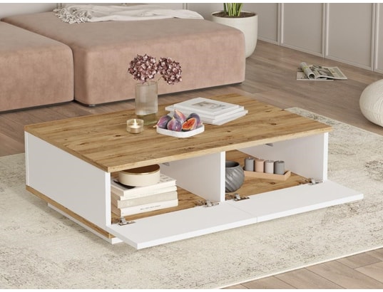 CONCEPT1 - Table basse Fr14-Aw Pin blanc de l'Atlantique 90 x 60 x h28,6