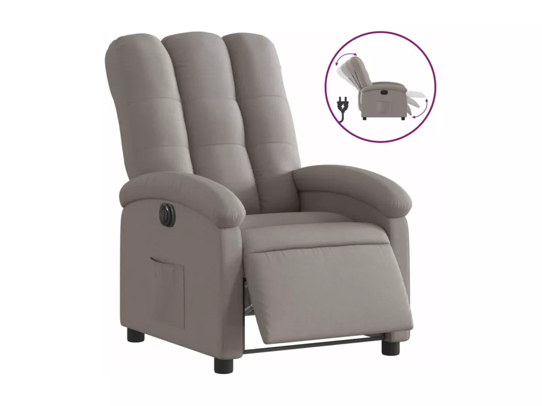 Fauteuil inclinable électrique Taupe Tissu