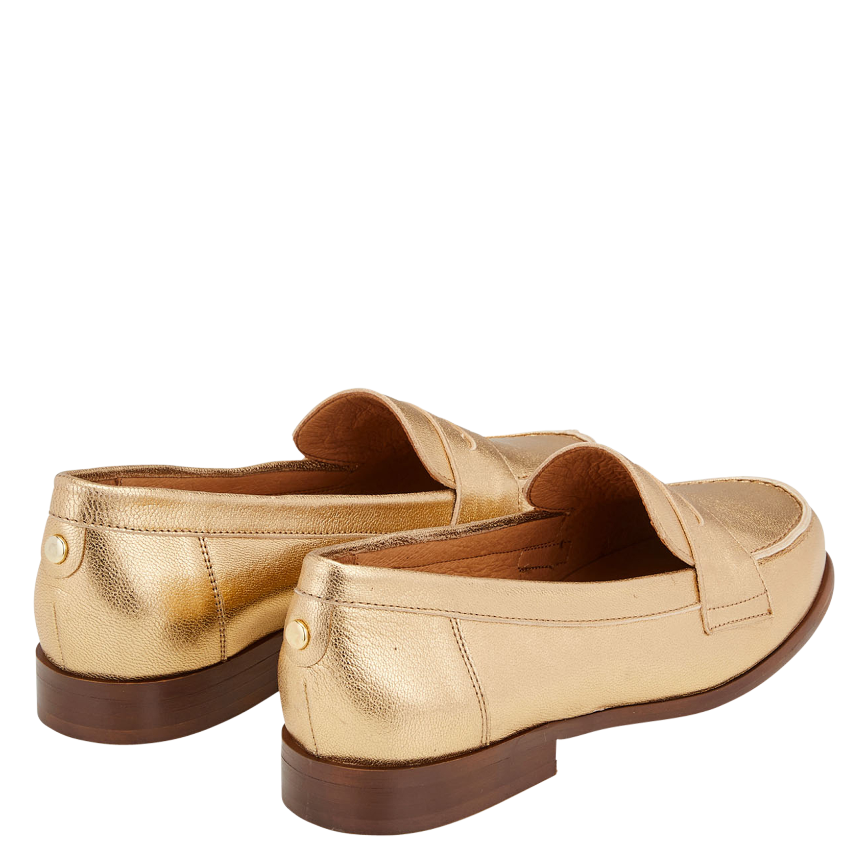 VALENE - Mocassins en cuir métallisé| Doré