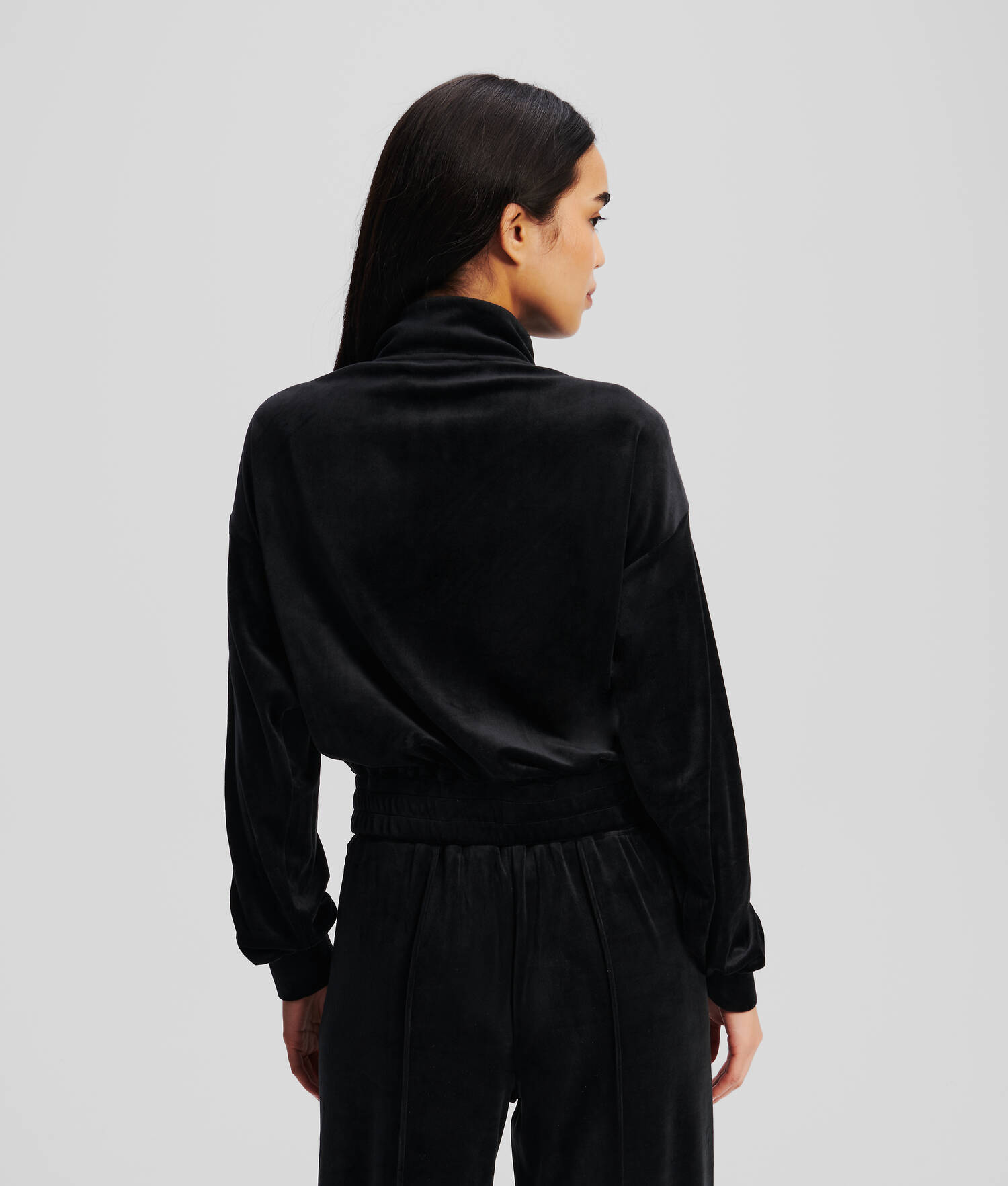 SWEAT-SHIRT ZIPPÉ EN VELOURS HOTEL KARL - Noir