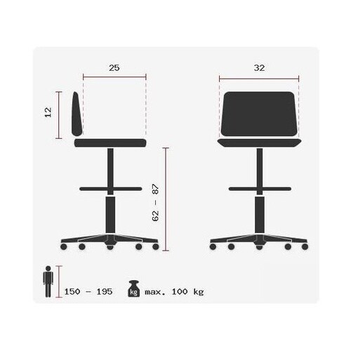 Drehhocker TOP WORK 03 Kunstleder ohne Armlehnen hjh OFFICE