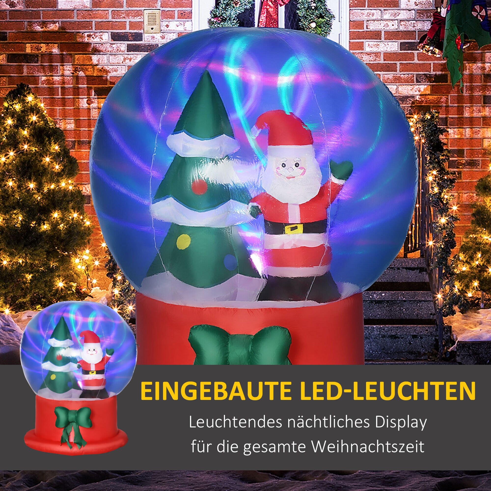 Outsunny Aufblasbare Weihnachtsdekoration mit LED-Lichte blau 110L x 110B x 150H cm