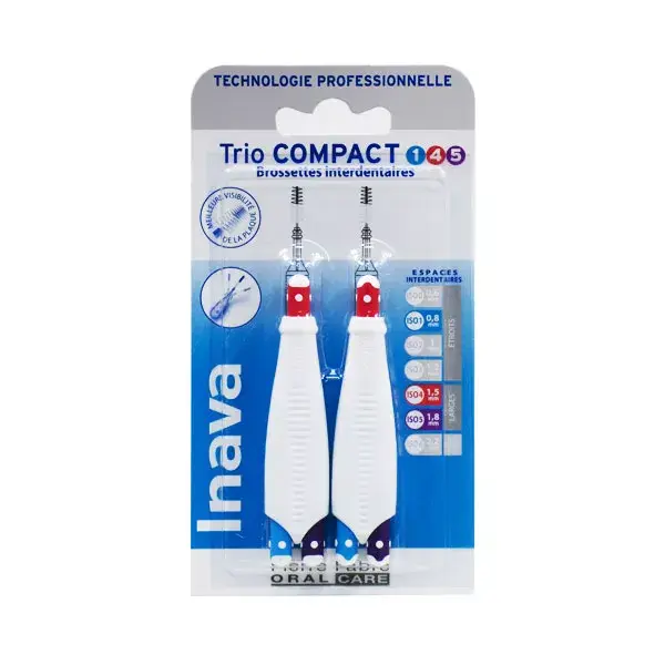 Cabeças de escova compacta Inava Trio 1, 4, 5 para espaços largos e estreitos, 6 refis