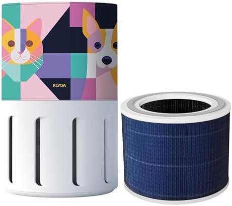 Luftreiniger Allergiker Pet HEPA H13 + Filter-Kit Air Klyna S I 300 CADR, 21,5 dB, Smart App, Alexa, Siri, Google Assistant I Ersatzfilter für Allergiker & Tierbesitzer I Server in DE