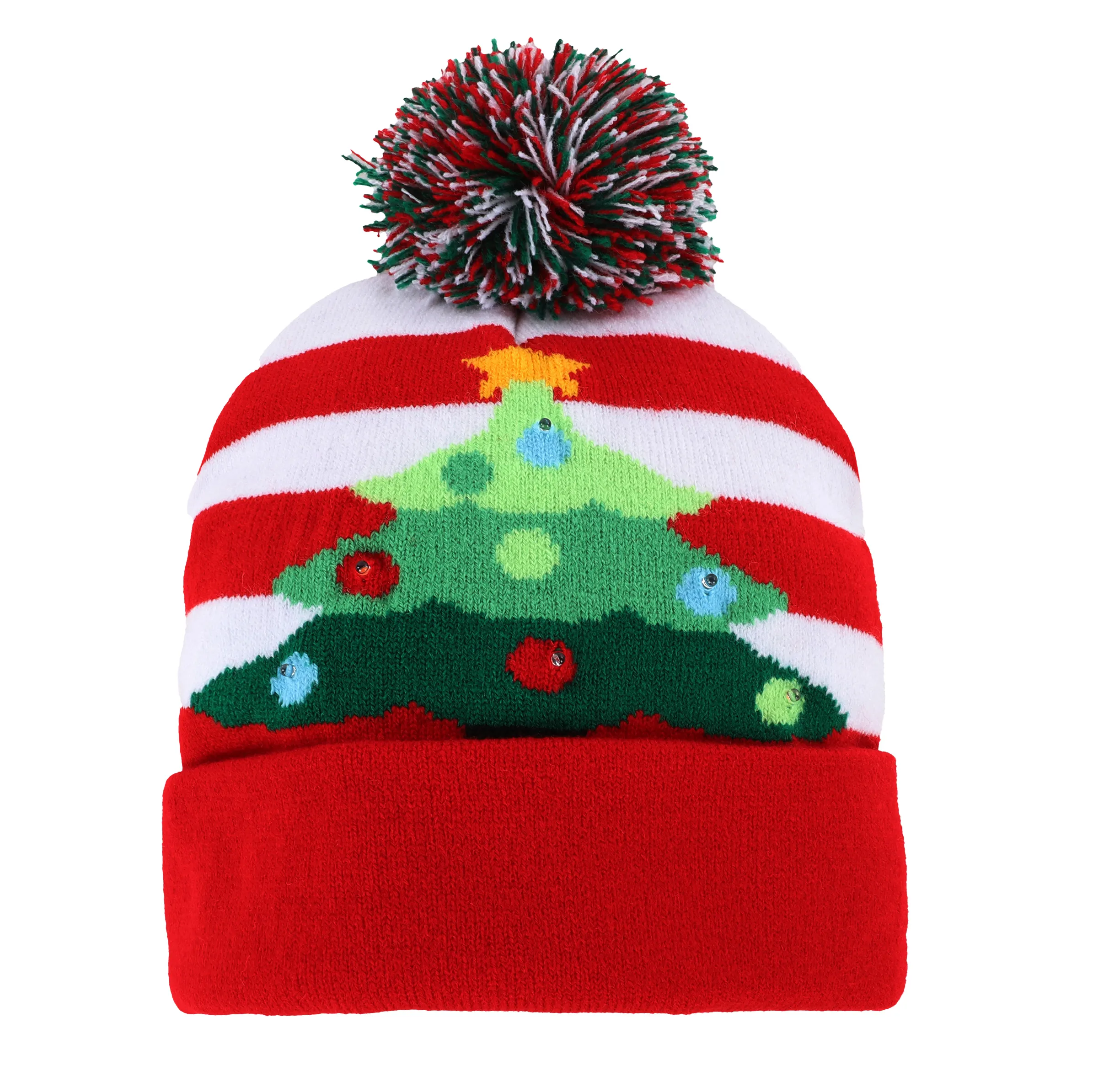 Mütze im weihnachtlichen Stil mit Bommel