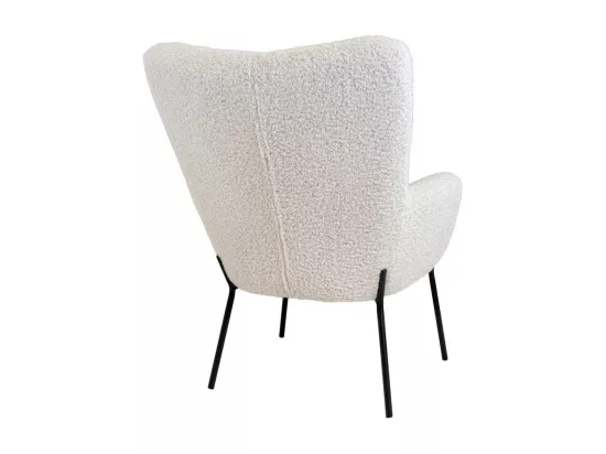 Glasgow - Fauteuil en tissu bouclette et métal : Couleur - Blanc