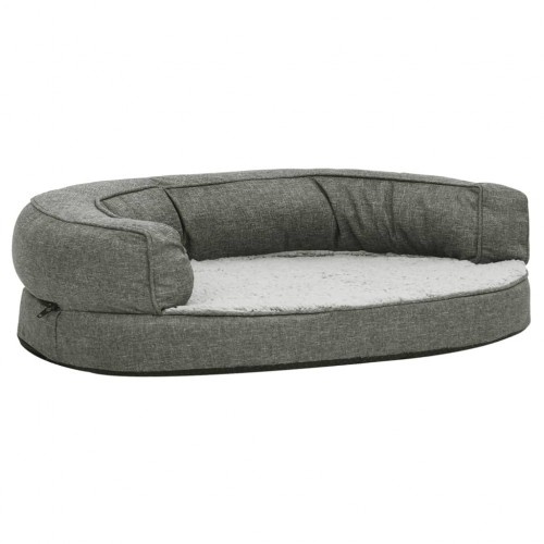 Sofá oval acolchoado para cães Vidaxl com almofada cinza