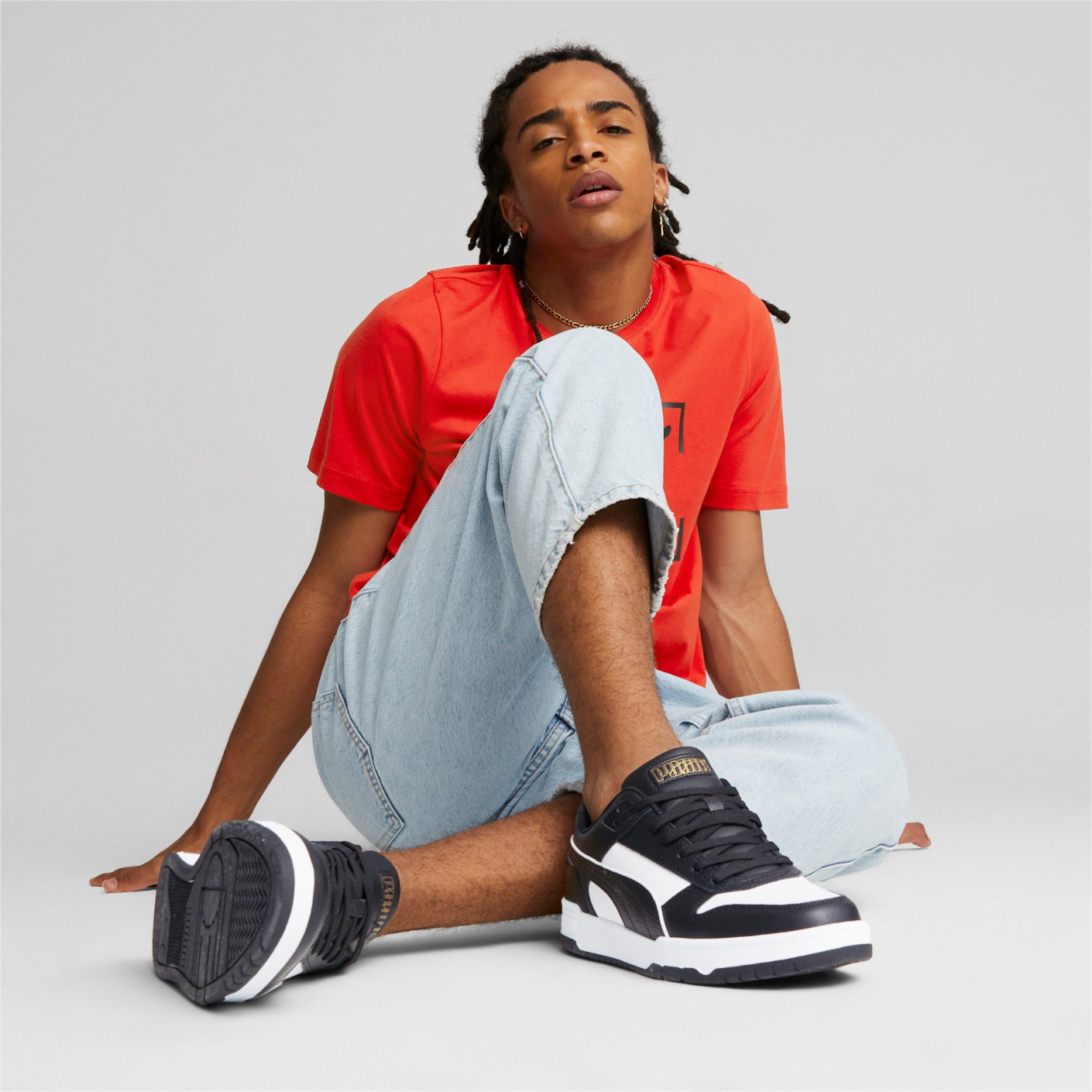 PUMA Rebound Game Low Sneakers Zwart Wit Goud