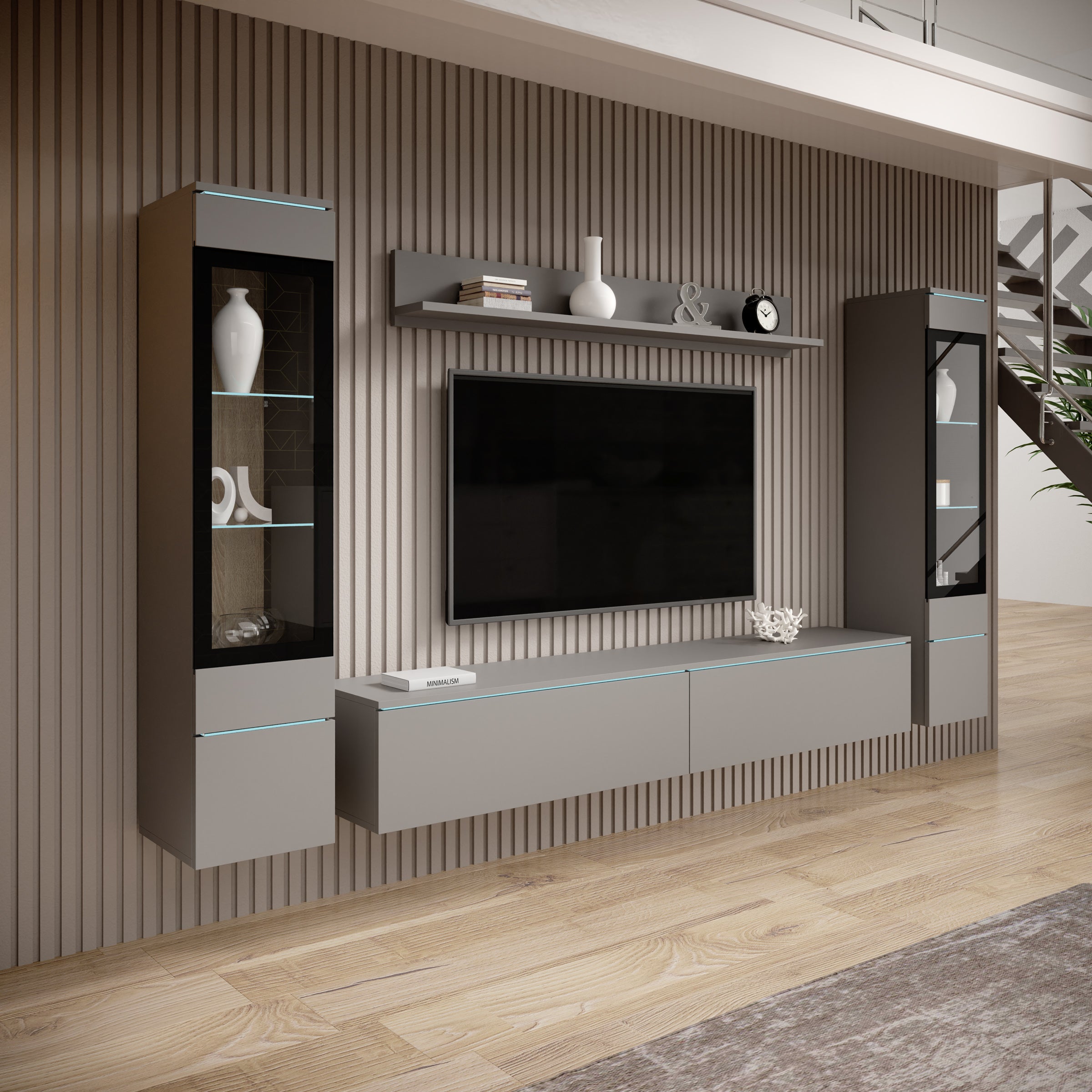 Variety - Wandmeubel - Grijs - 180x33x132 cm