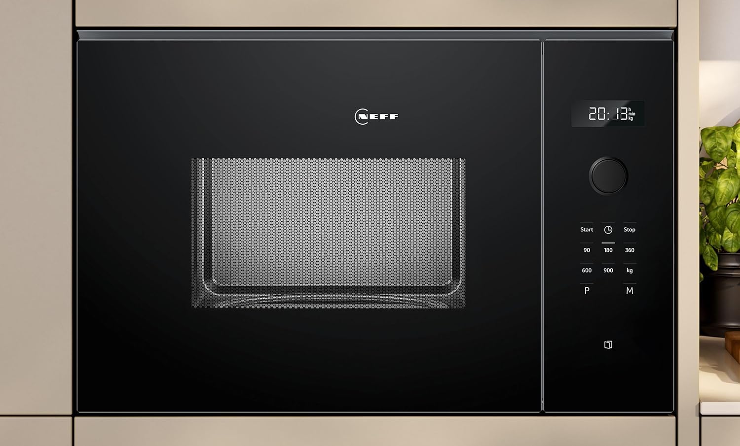Neff N 50, HLAWD53K0, Einbau Mikrowelle, 59 x 38 cm, Easy Clean für schnelle Reinigung, LED Display, 1-Touch Buttons, Automatikprogramme, LED Innenbeleuchtung, 31,5 cm Drehteller, Schwarz