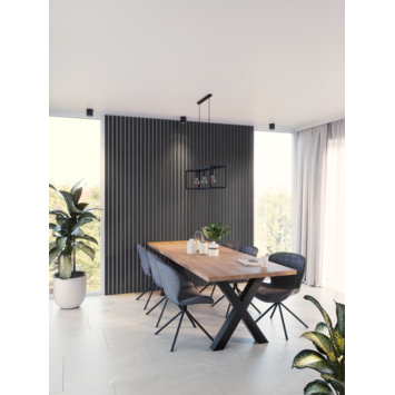 Lattenwand Decowall MDF grafiet eiken, lengte 260cm, 5 stuks