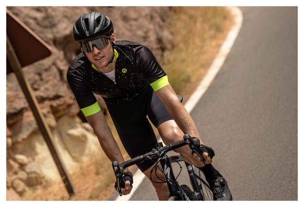 Maillot Manches Courtes Velo Rogelli Terrazzo - Homme - Noir/Bleu/Fluor