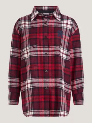 Sobretudo Relaxado com Xadrez Tartan Monogram TH