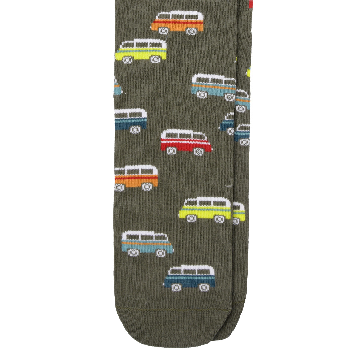 VanVaan 1 Paar Herren Socken mit Bus-Motiven dunkelgrün