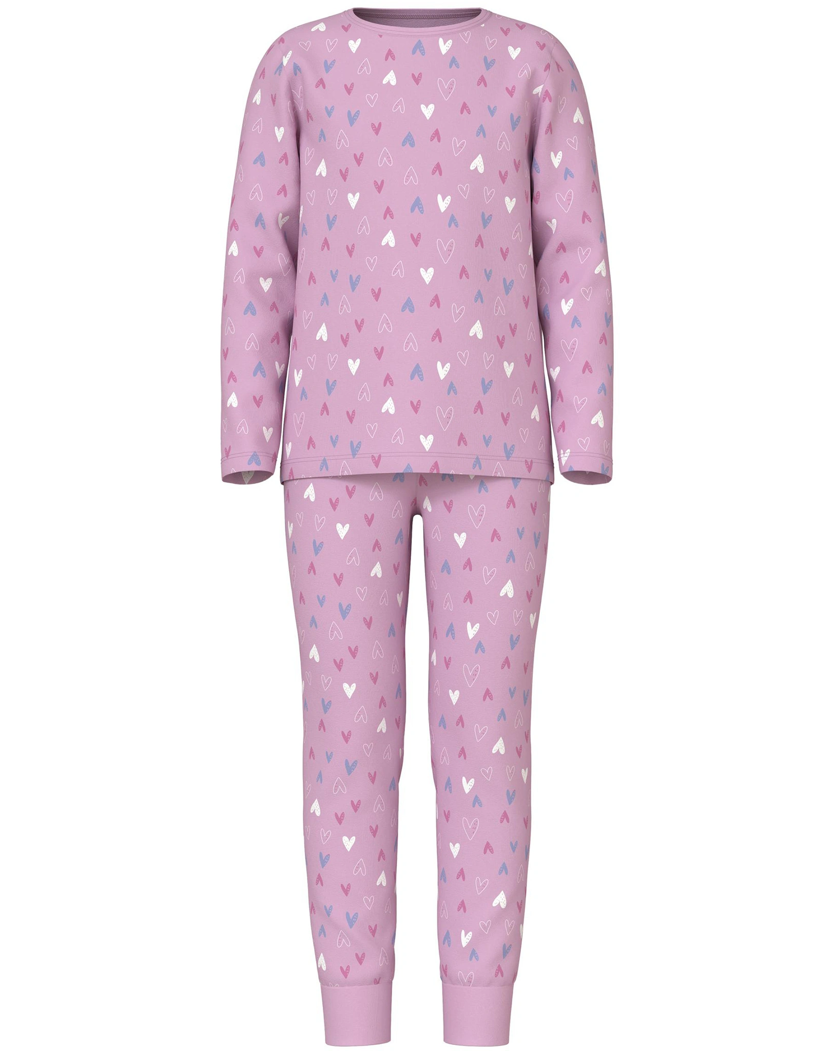 Schlafanzug NKFNIGHTSET HEARTS lang in pink lavender