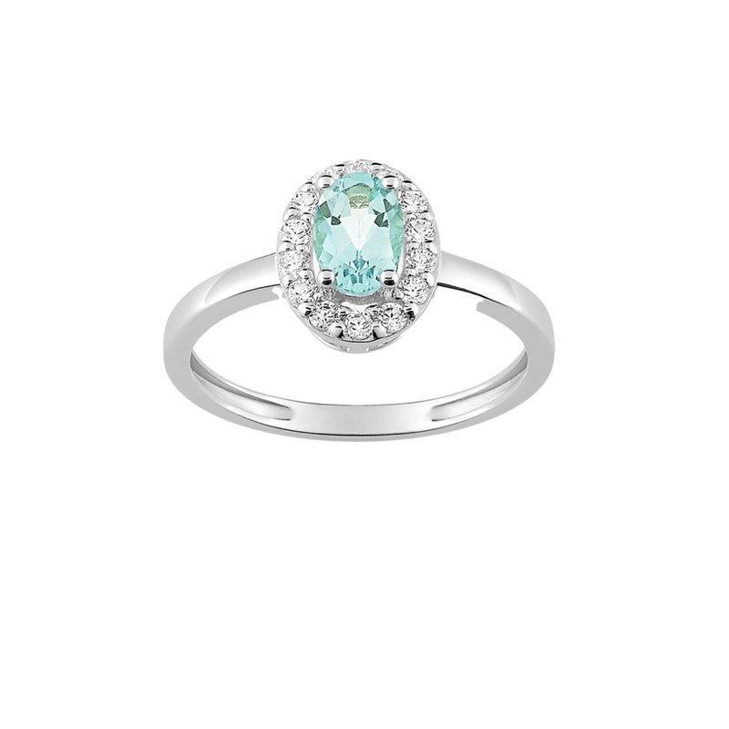 Bague femme - aigue marine - Or 18 Carats