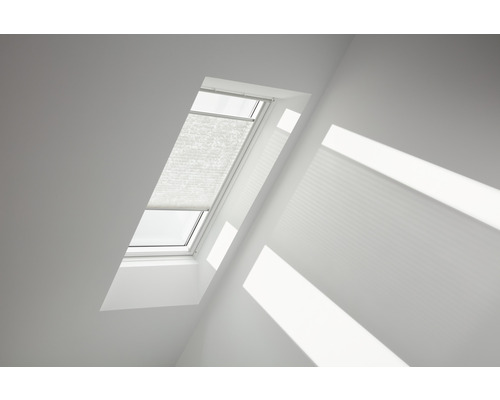 Velux plisségordijn, wit patroon, handmatig FHL C02 1256SWL