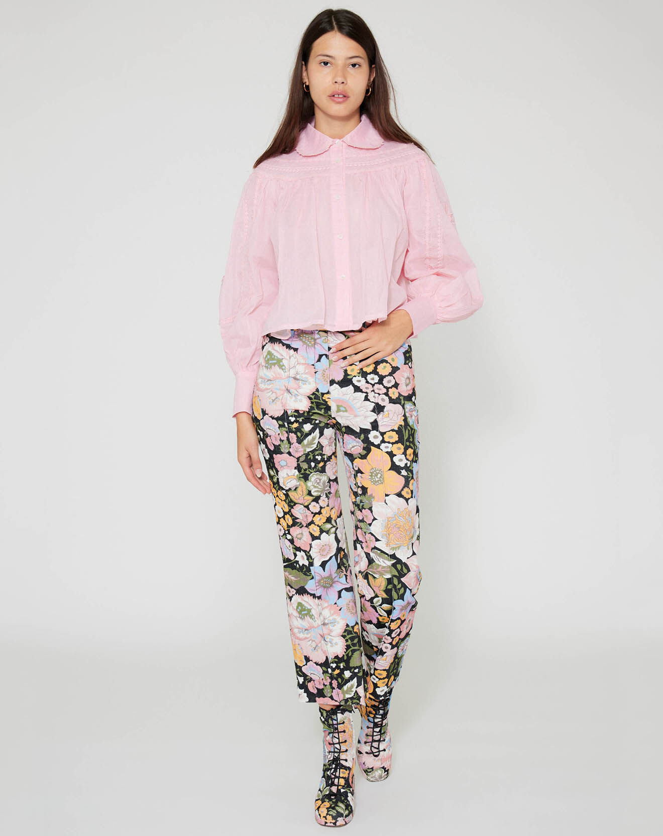 Manoush Chemise large Bridgerton rose poudre
