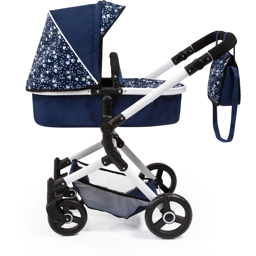 bayer Design Kombi-Puppenwagen Neo Vario blau mit Herzen