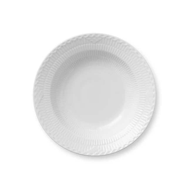 Royal Copenhagen  Hvid riflet Halvblonde dyb tallerken - 21 cm.
