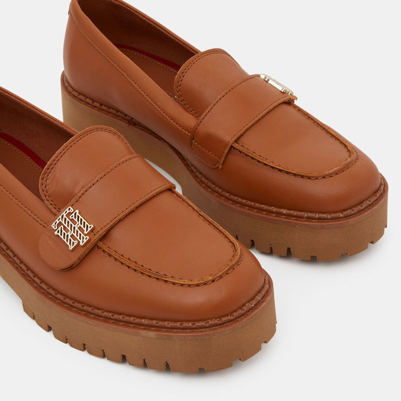 Tommy Hilfiger Mocassins en Cuir Chunky Loafer marron