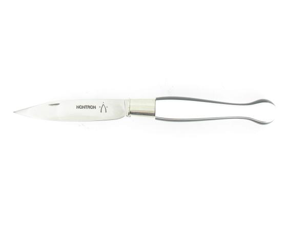Nontron Virole n° 25 - Boule le Taiji - Manche Corian Blanc et noir, insert Aluminium Couteaux de Poche par Nontron