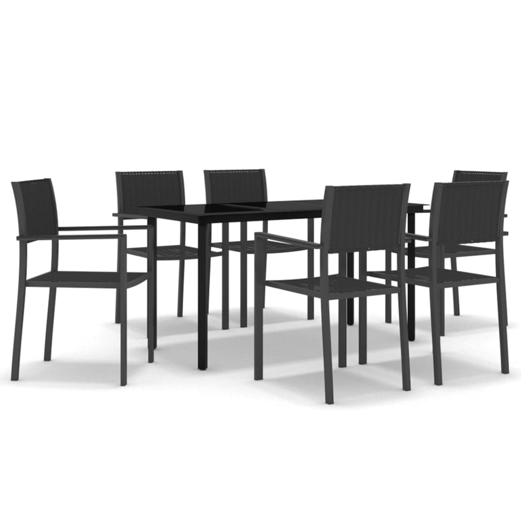 Ensemble de salle à manger de jardin meuble extérieur 7 pièces noir