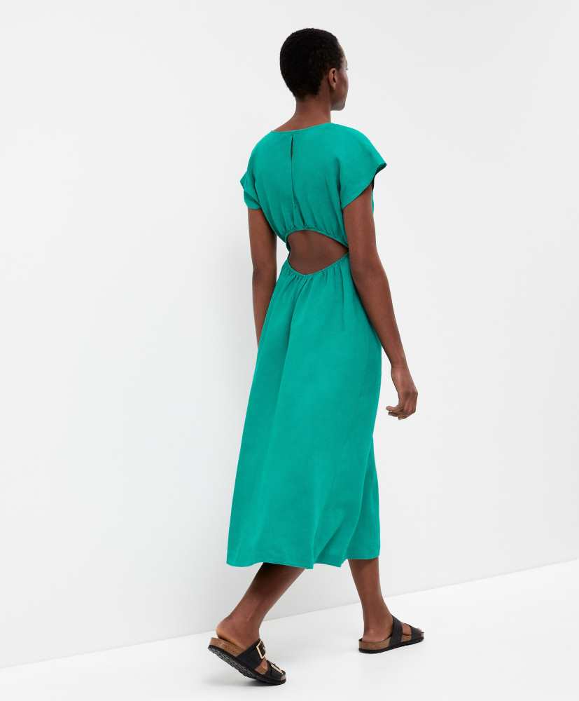 Vestido midi de linho