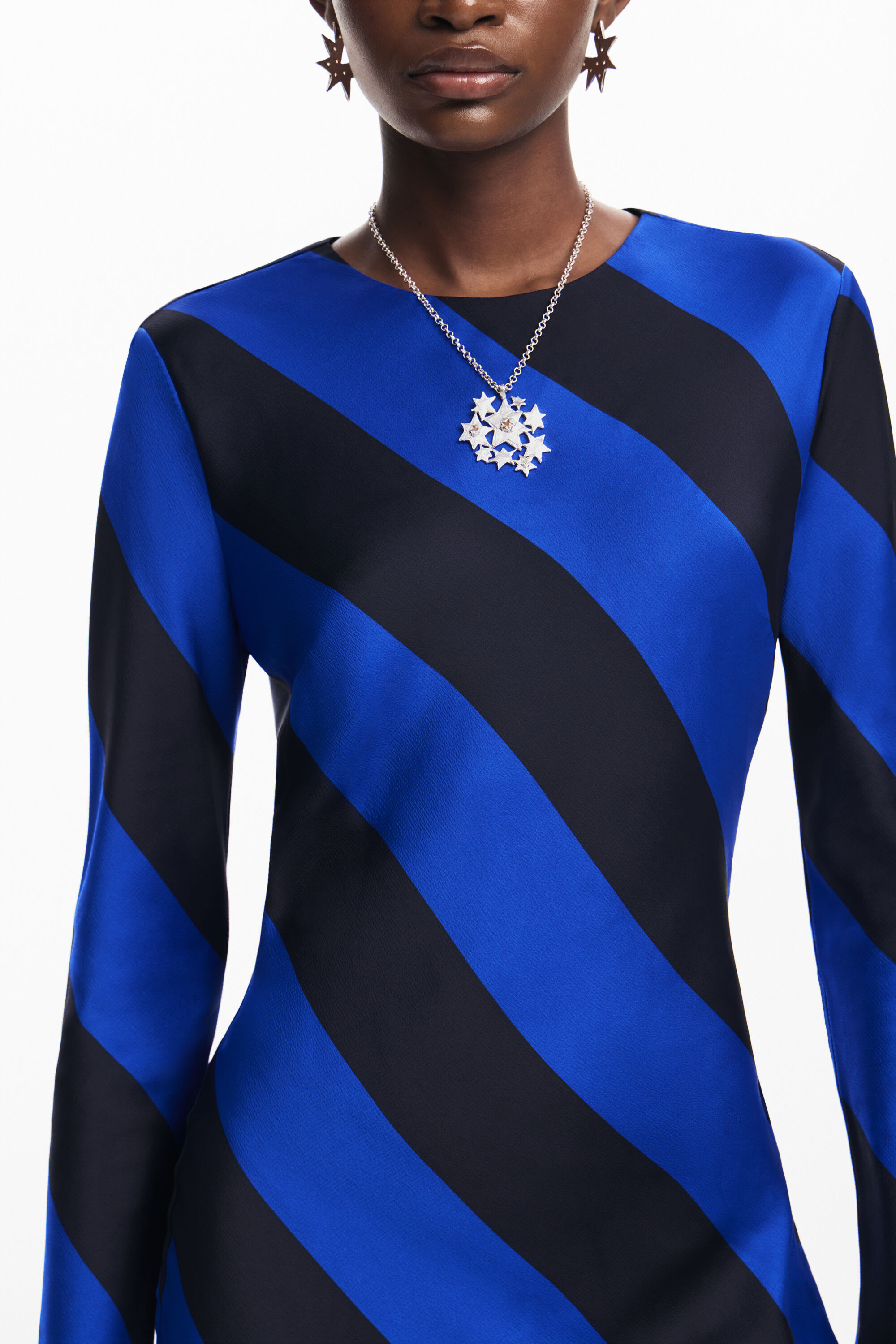 vestido midi listrado