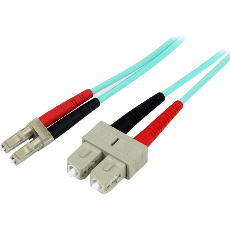 StarTech.com Câble Fibre Optique Multimode de 2m LC/UPC à SC/UPC OM3, Fibre Zipcord Full Duplex 50/125µm, Réseaux 100G, LOMMF/VCSEL,
