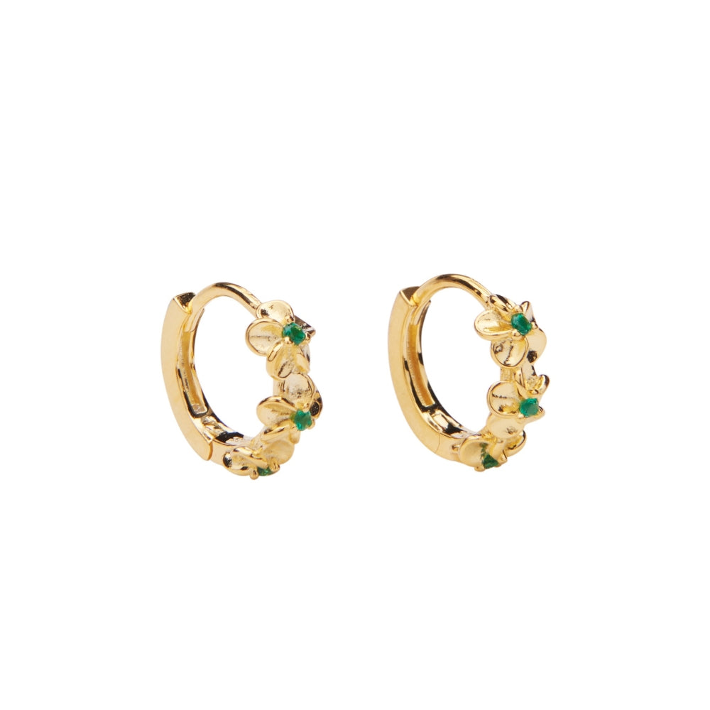 Pico  Aster Crystal hoops - forgyldt/forest