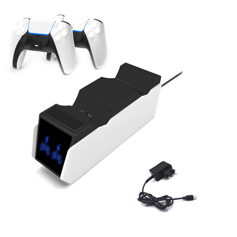 Sony PlayStation PS5 / PS5 Slim Controller Dual Ladestation Docking Halter mit LED Ladeanzeige - Weiss / Schwarz