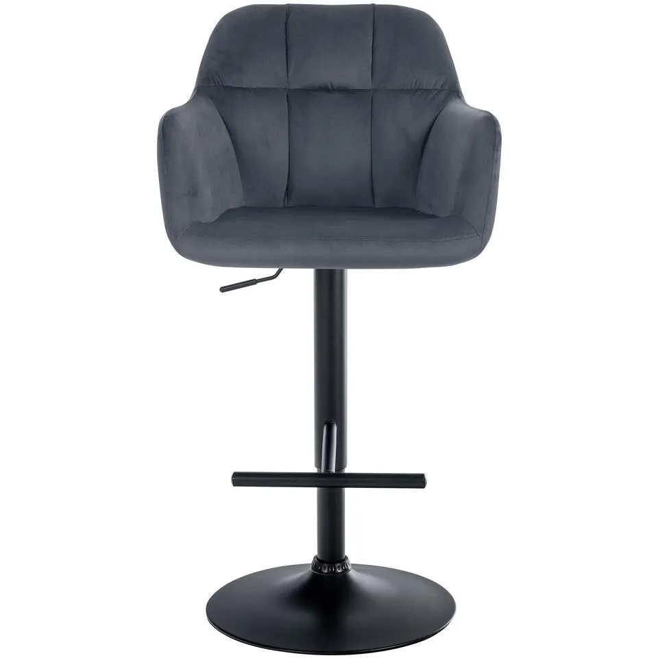 CLP Barkruk Natoma zwart Frame - Fluweel - donkergrijs
