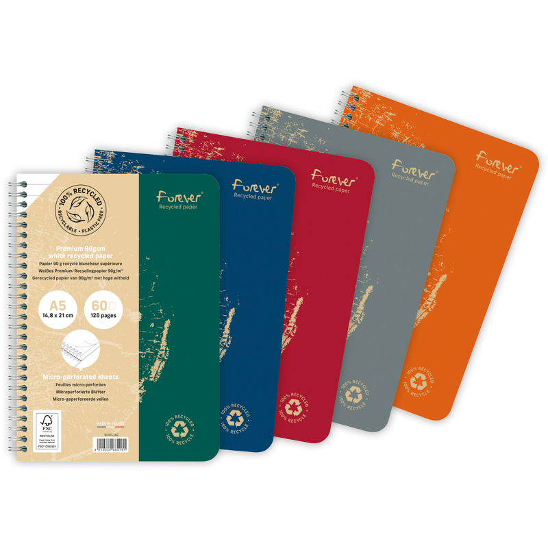 Clairefontaine Spiralheft FOREVER, A5, liniert, assortiert