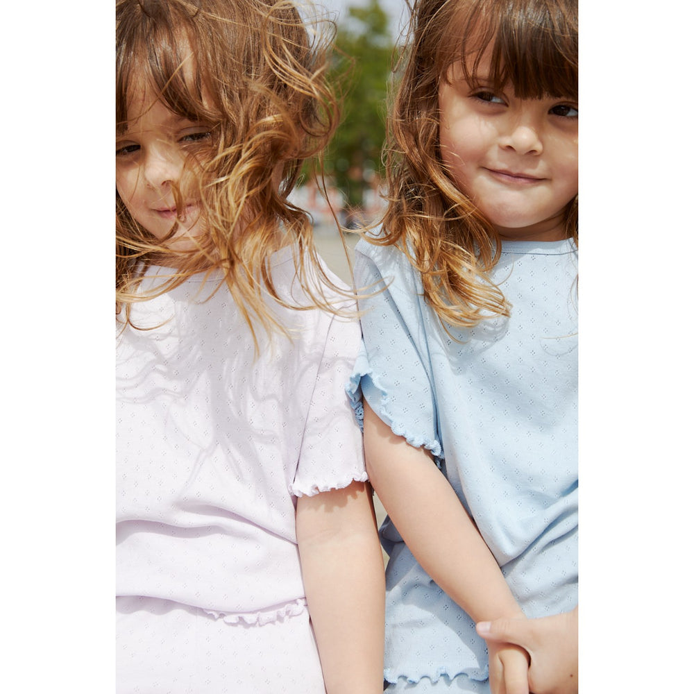 Køb COPENHAGEN COLORS Dusty Blue Summer Pointelle T-Shirt