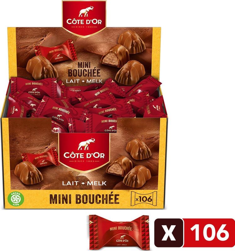 Côte d'Or - Mini Bouchée Chocolade - Melk - 106 x 9,4g - 1KG - Voordeelverpakking