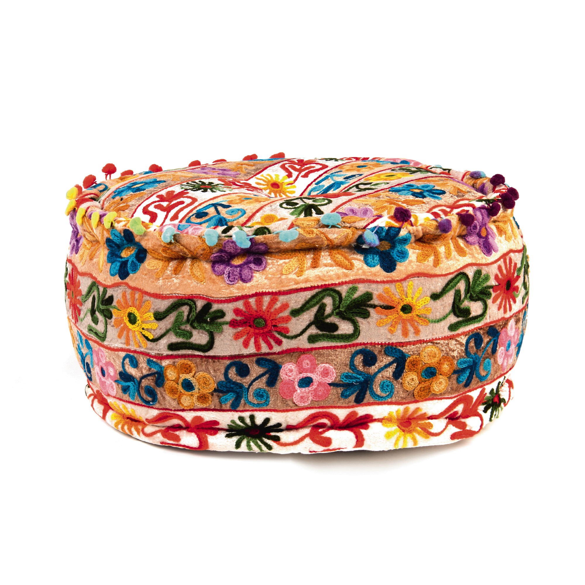 Patchwork-Sitzpouf 'Gaya', multicolor, Ø 40 cm, H 20 cm von fischer's lagerhaus