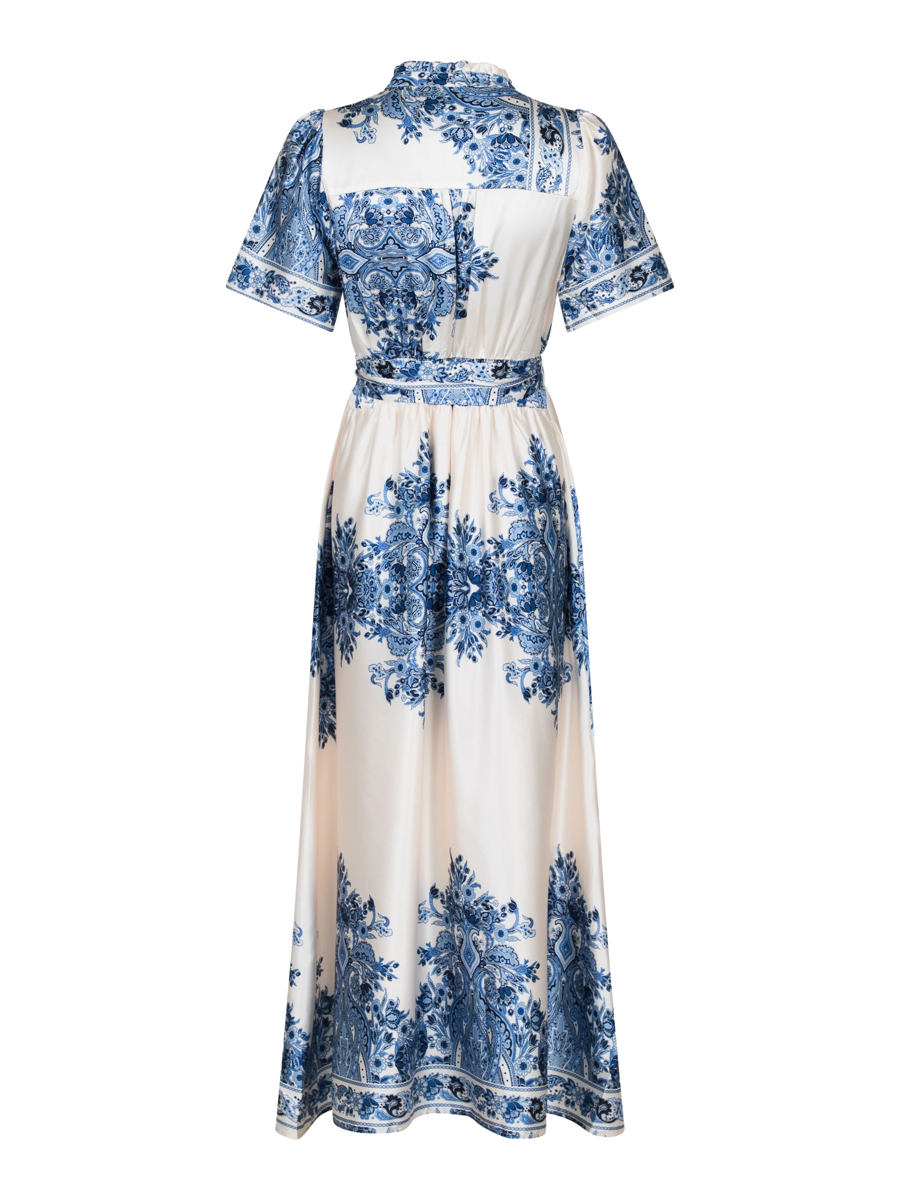 Neo Noir  Noelle Paisley Border lang kjole - Bright Blue