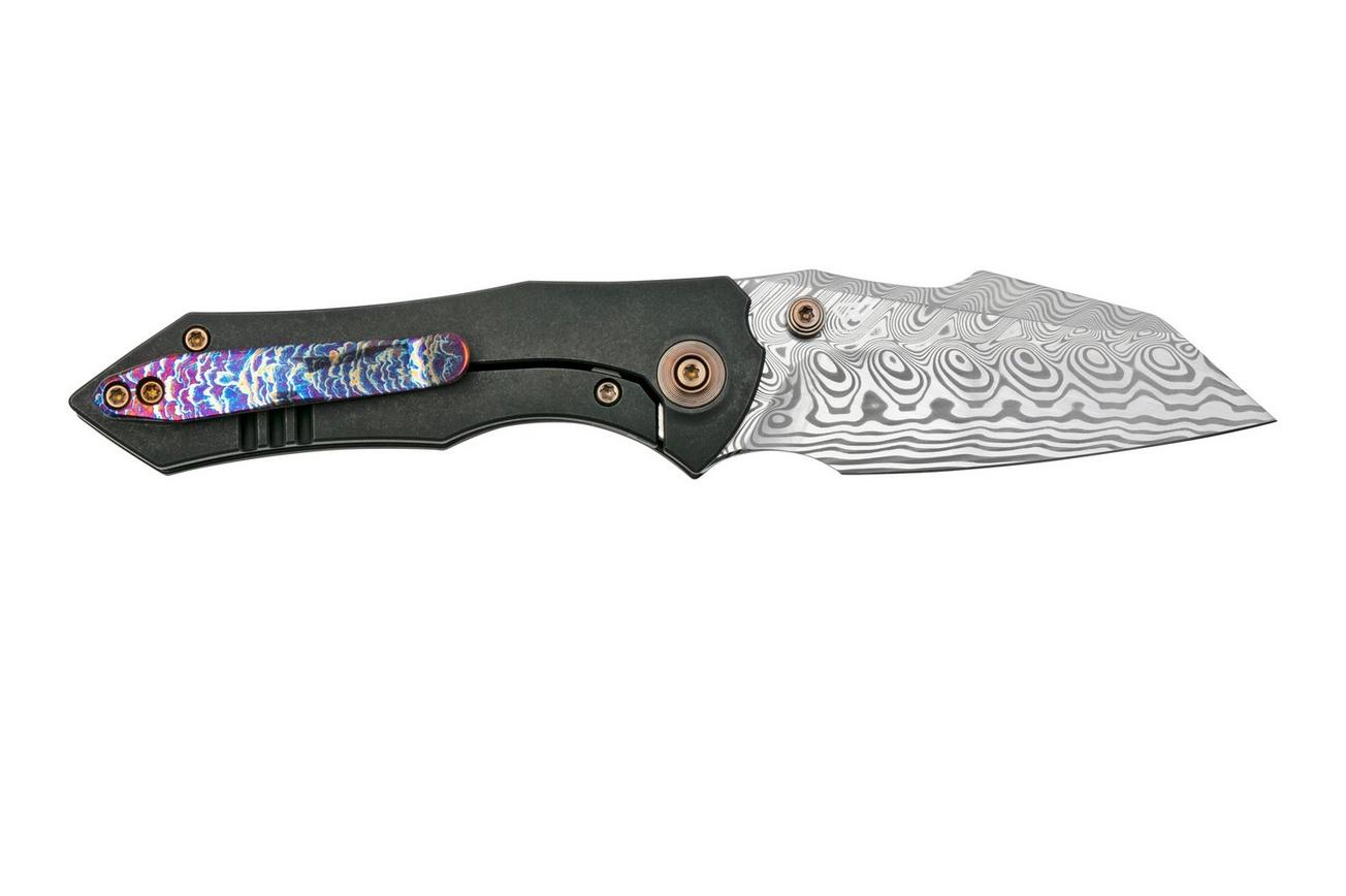 WE Knife High-Fin, WE22005-DS1, Black Titanium, Hakkapella Damasteel zakmes