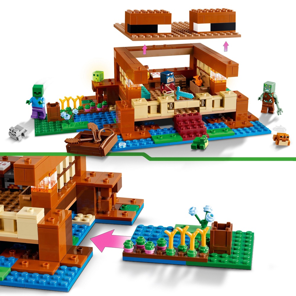LEGO Minecraft 21256 Das Froschhaus-Spielzeug mit Tierfiguren-Set