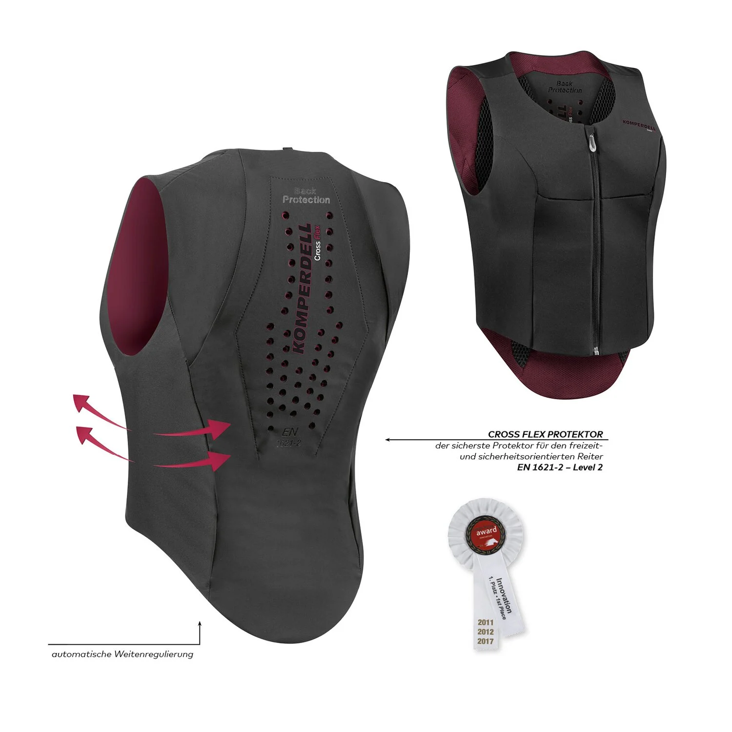 KOMPERDELL Rückenprotektor Ballistic FlexFit Slim  - schwarz/bordeaux
