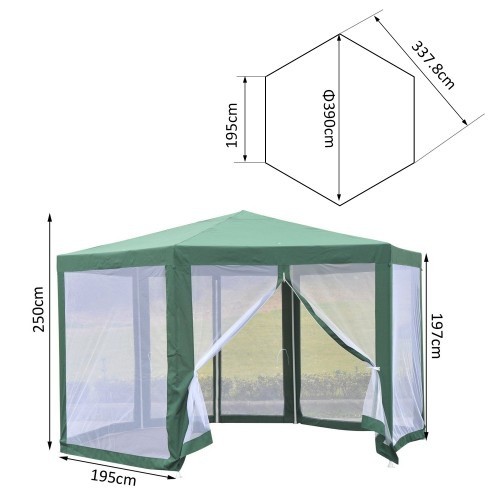 Tenda de jardim Outsunny Green com mosquiteiro