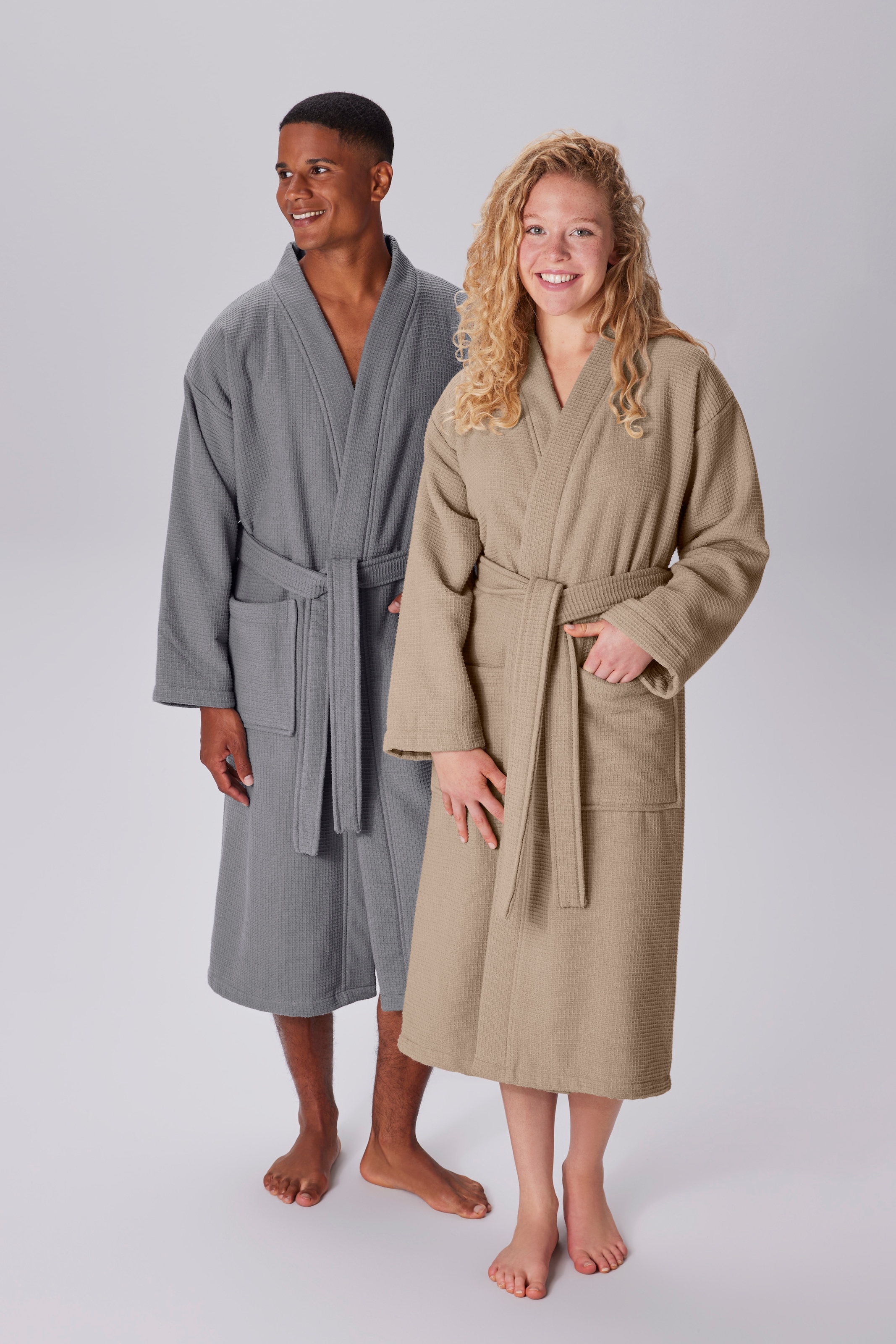 my home Unisex-Bademantel »Merida, Waffelpiqué, Premium Qualität, 500 g/m², Morgenmantel«, 1 Stk. Hotelbademantel, dicke Qualität, S-2XL, auch ideal für Sauna & Spa